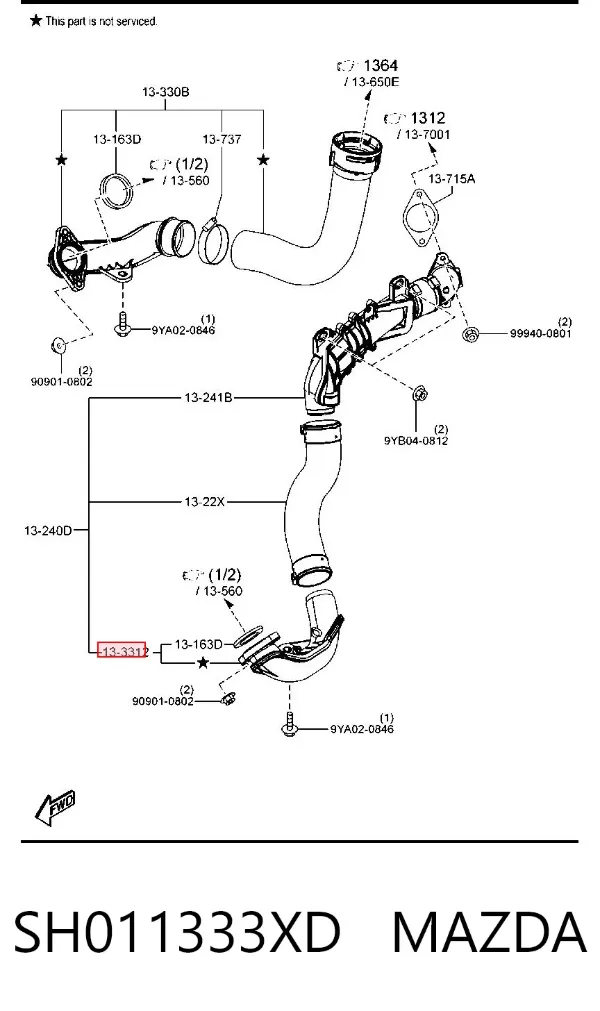 Шланг/патрубок интеркуллера SH011333XD Mazda