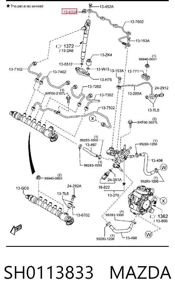 Шайба форсунки верхня SH0113833 Mazda