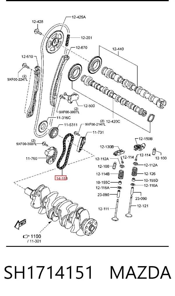Ланцюг маслянного насосу SH1714151 Mazda