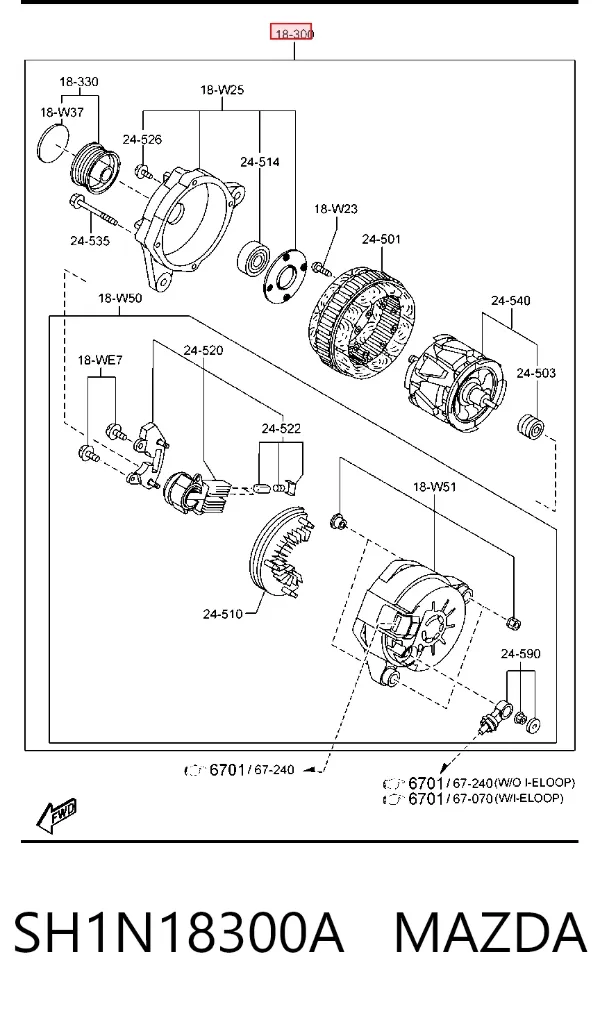 Генератор SH1N18300A Mazda
