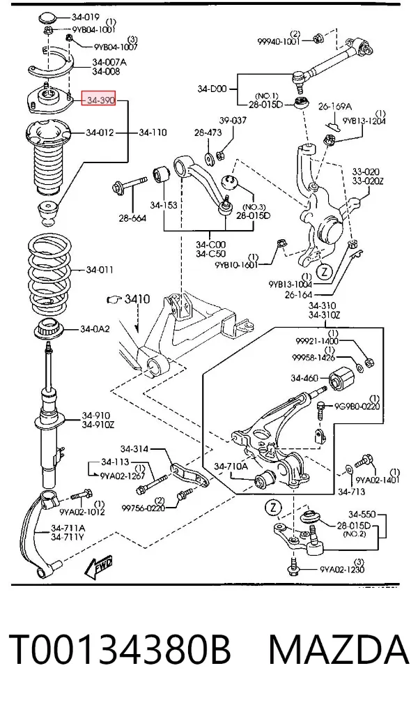 Опора амортизатора переднього T00134380B Mazda