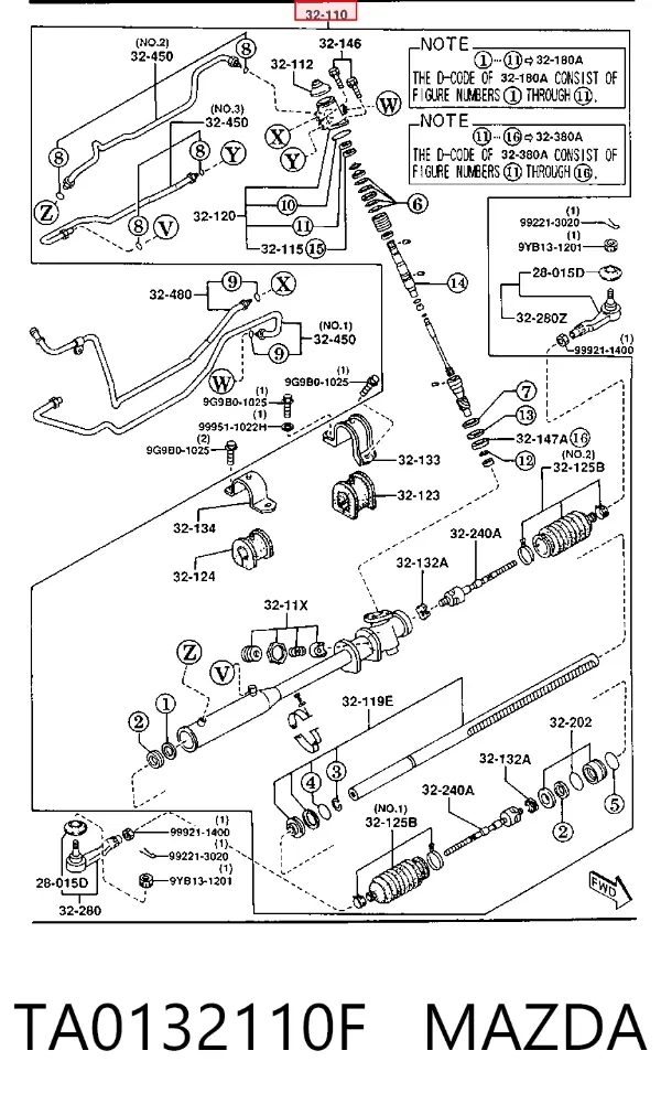 Рульова рейка TA0132110F Mazda