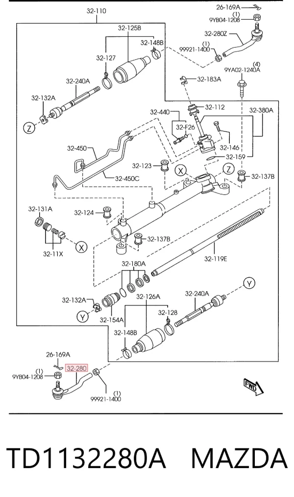 Рульовий наконечник TD1132280A Mazda