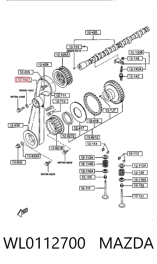 Ролик натягувача ременя ГРМ WL0112700 Mazda