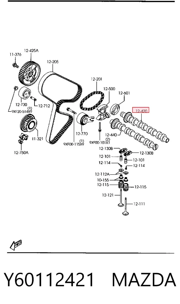Розподільний вал впускний Y60112421 Mazda
