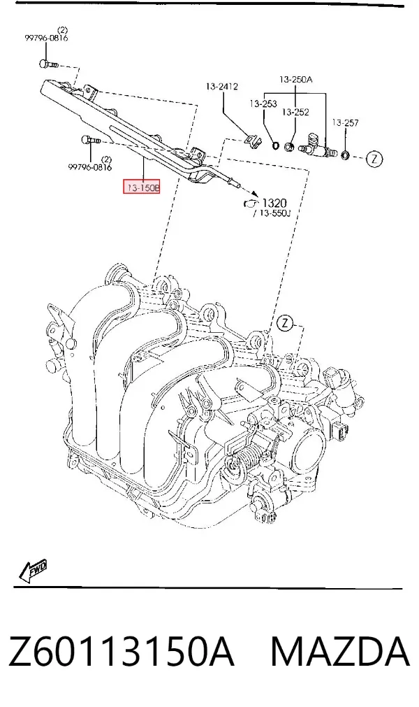 Розподільник палива Z60113150A Mazda