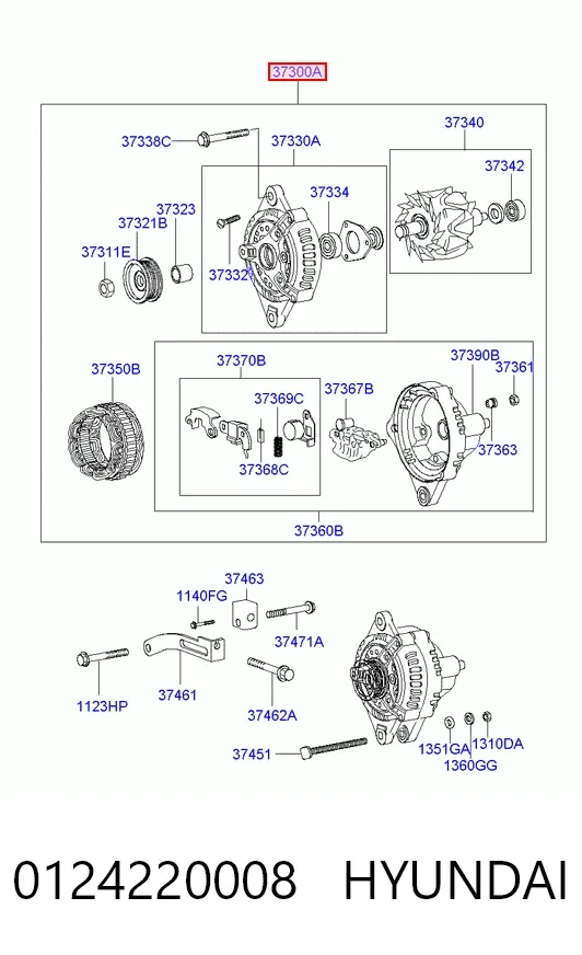 Генератор 0124220008 Hyundai/Kia