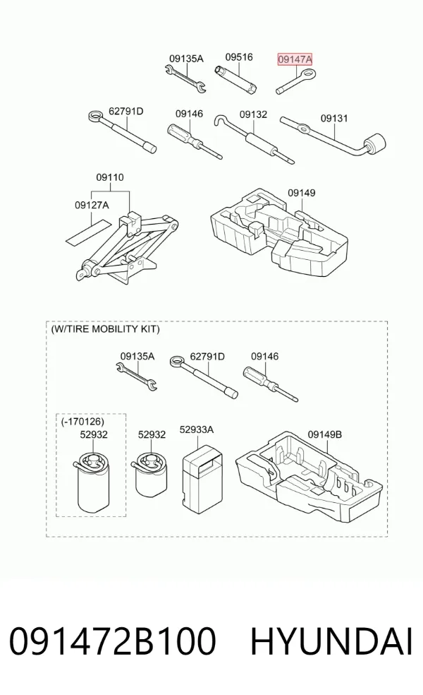 Буксирувальний гак 091472B100 Hyundai/Kia