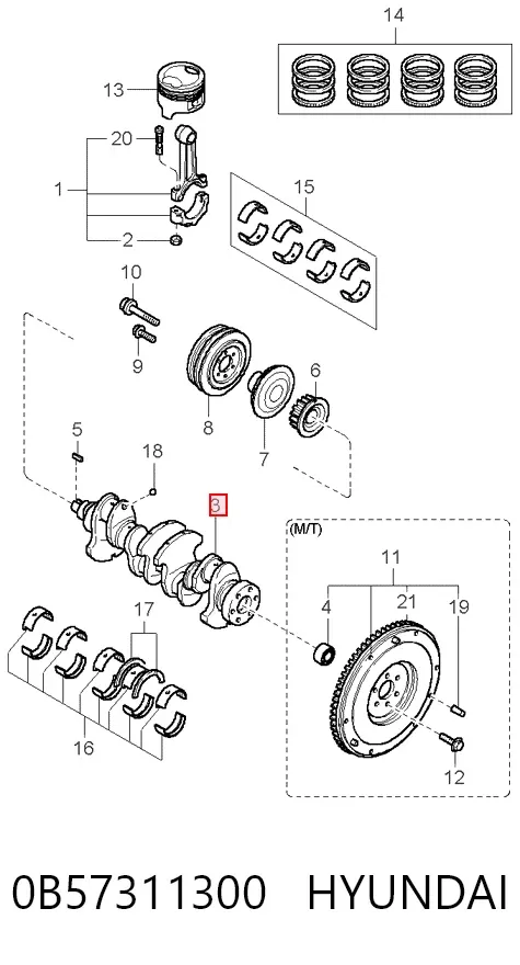 Колінвал 0B57311300 Hyundai/Kia