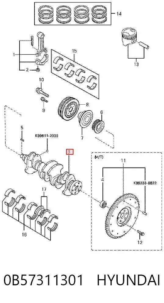 Колінвал 0B57311301 Hyundai/Kia