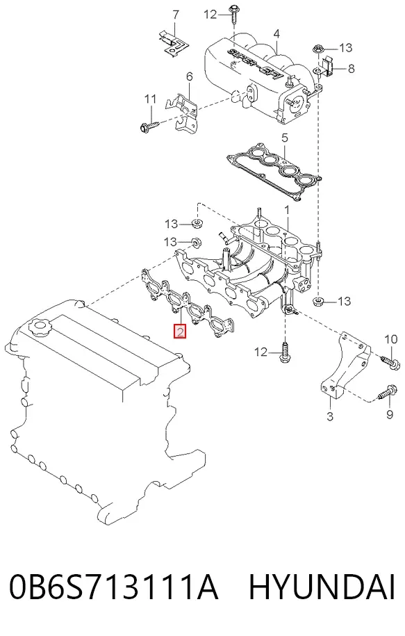 Прокладка впускного колектора 0B6S713111A Hyundai/Kia
