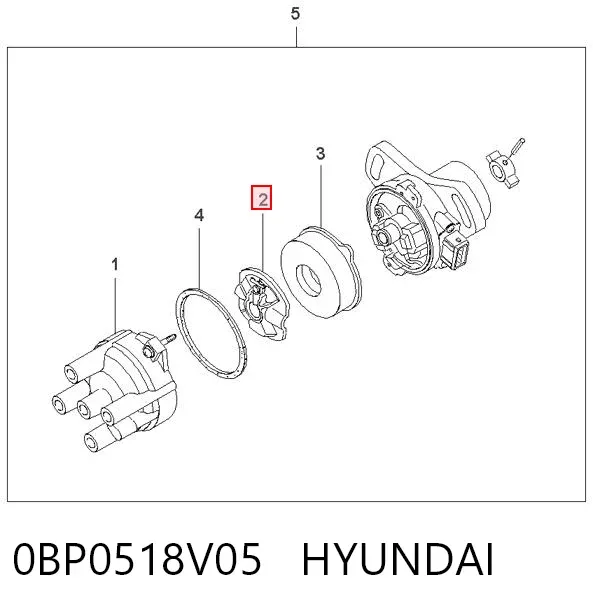 Бігунок (ротор) розподільника запалювання 0BP0518V05 Hyundai/Kia