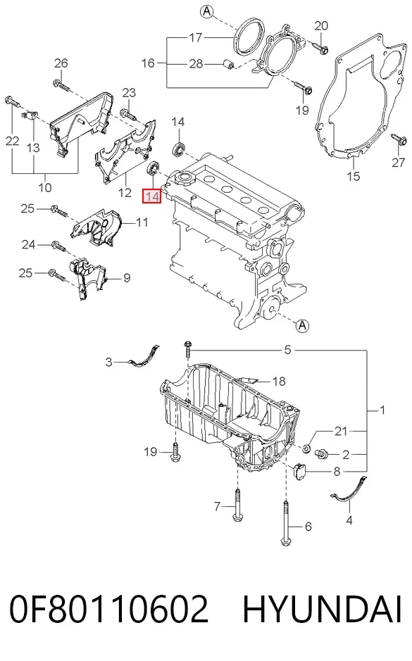 Сальник распредвала двигуна, передній 0F80110602 Hyundai/Kia