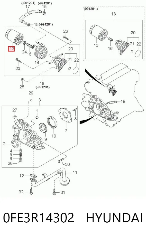 Масляний фільтр 0FE3R14302 Hyundai/Kia