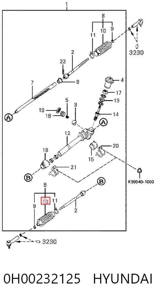 Пильник рульової рейки 0H00232125 Hyundai/Kia