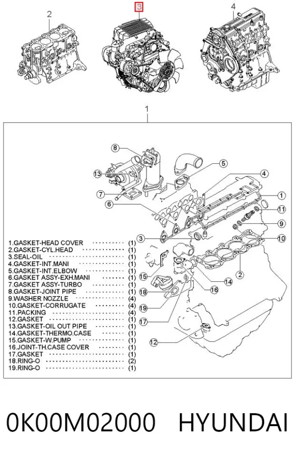 Двигун 0K00M02000 Hyundai/Kia