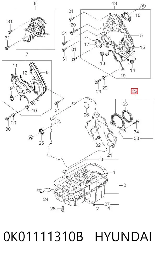 Сальник колінвала задній 0K01111310B Hyundai/Kia