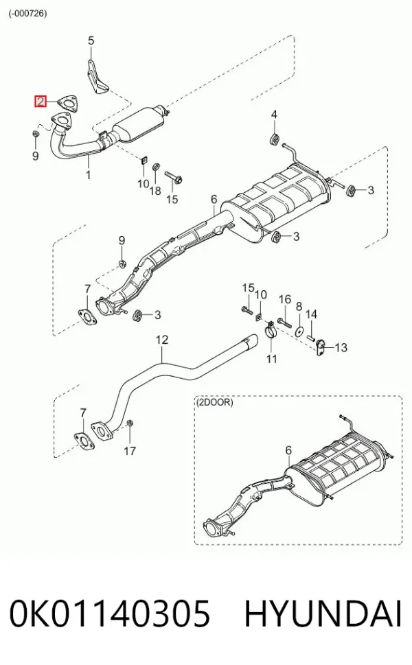 Прокладка глушника 0K01140305 Hyundai/Kia