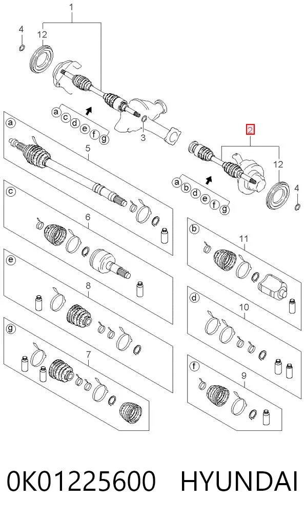 Ліва піввісь 0K01225600 Hyundai/Kia