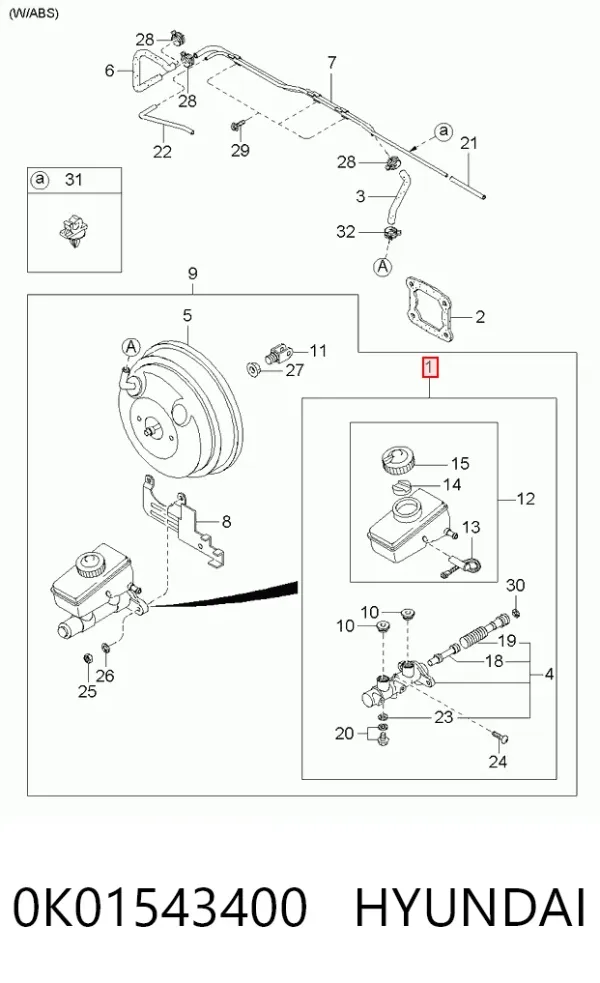 Головний гальмівний циліндр 0K01543400 Hyundai/Kia