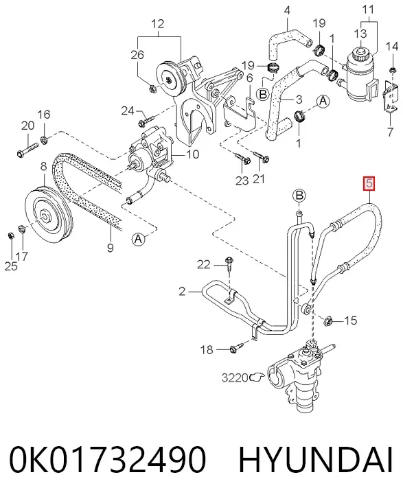 Шланг гідропідсилювача 0K01732490 Hyundai/Kia