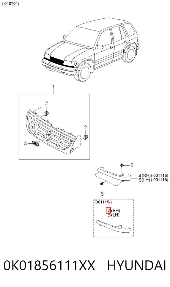 Вія (накладка) правої фари 0K01856111XX Hyundai/Kia