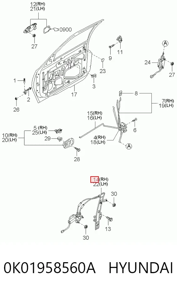 Механізм склопідіймача двері передньої, правої KIA Sportage I