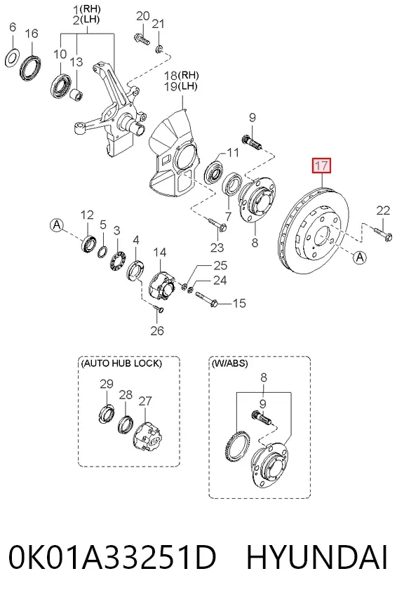 Гальмівні диски передні 0K01A33251D Hyundai/Kia