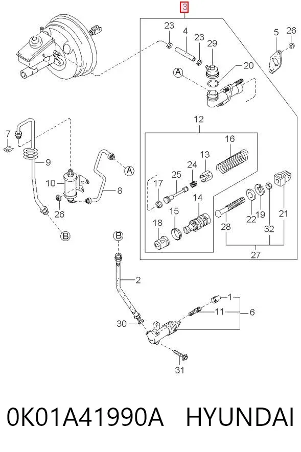 Головний циліндр зчеплення 0K01A41990A Hyundai/Kia