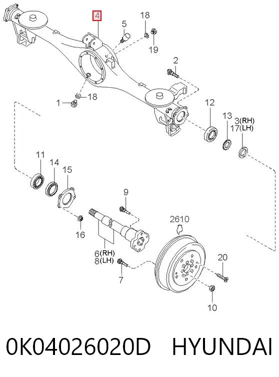 Корпус диференціалу заднього моста 0K04026020D Hyundai/Kia