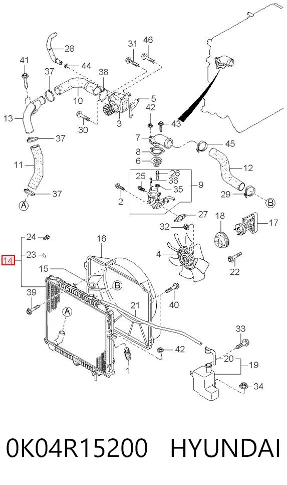 Радіатор 0K04R15200 Hyundai/Kia