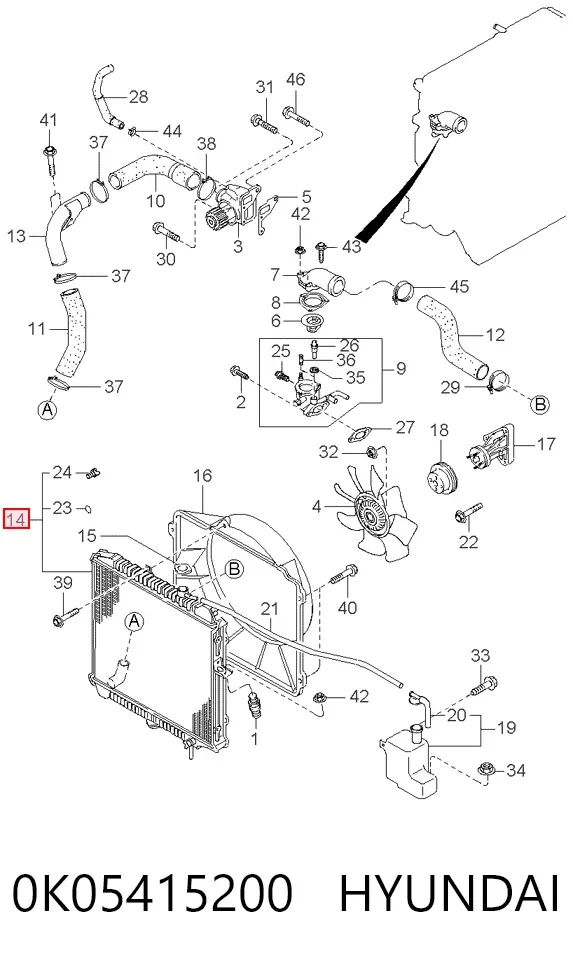Радіатор 0K05415200 Hyundai/Kia