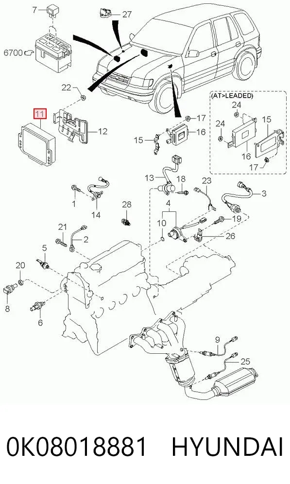 Електронний блок керування двигуном 0K08018881 Hyundai/Kia