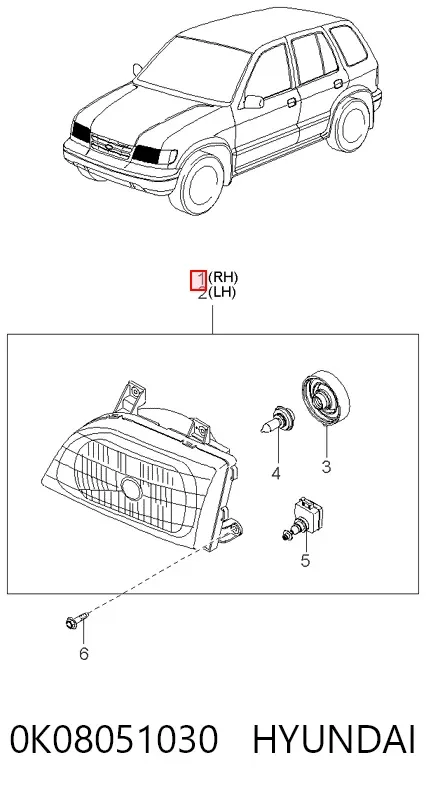 Фара права 0K08051030 Hyundai/Kia