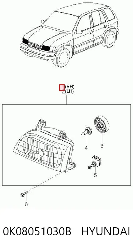Фара права 0K08051030B Hyundai/Kia