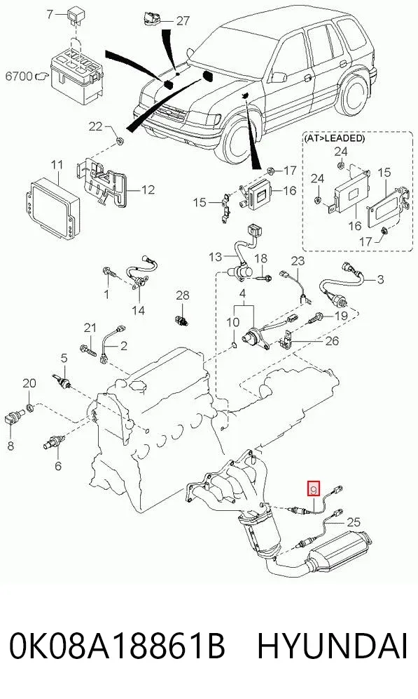 Лямбдазонд, датчик кисню до каталізатора 0K08A18861B Hyundai/Kia