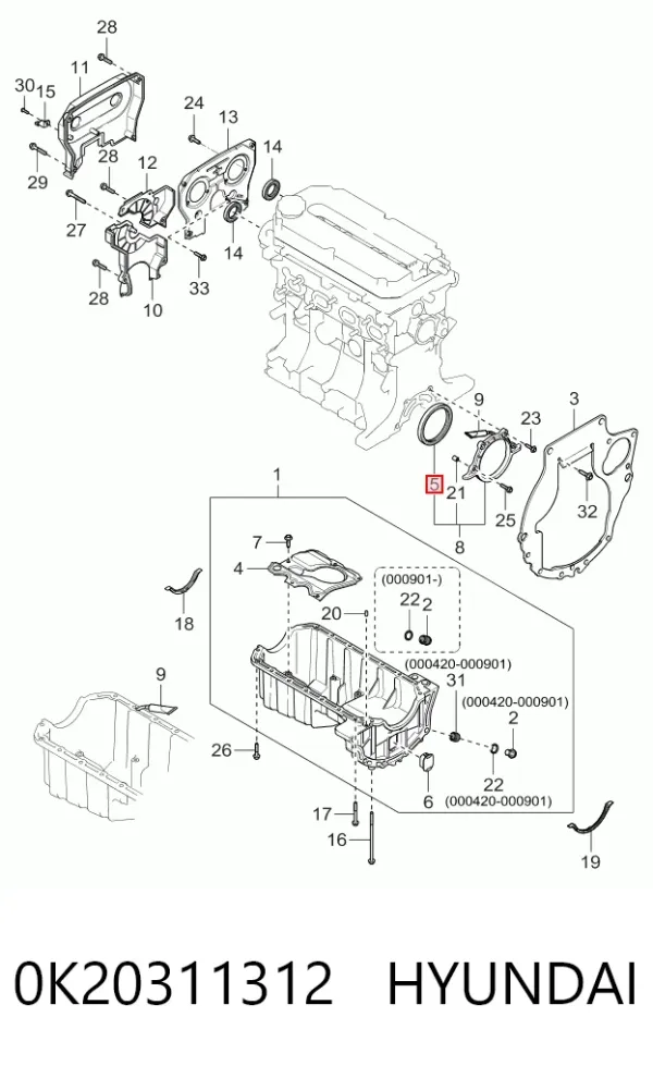 Сальник колінвала задній 0K20311312 Hyundai/Kia