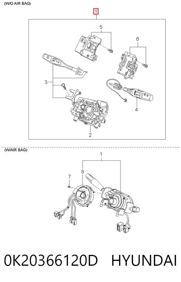 Підрульовий перемикач 0K20366120D Hyundai/Kia