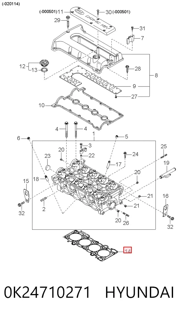 Прокладка ГБЦ 0K24710271 Hyundai/Kia