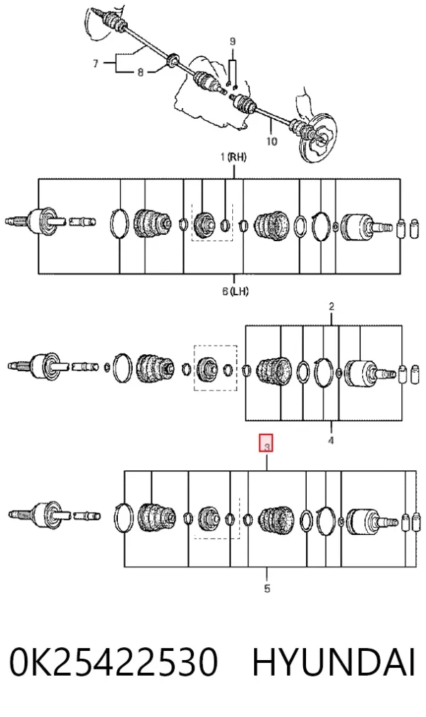 Пильник ШРУСа зовнішній 0K25422530 Hyundai/Kia