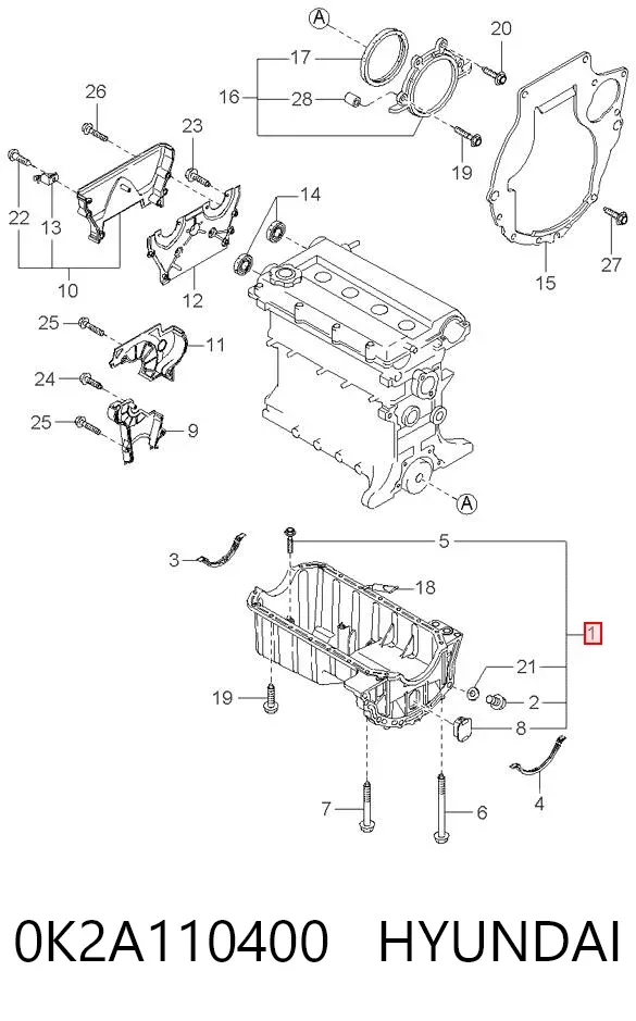Піддон масляний картера двигуна 0K2A110400 Hyundai/Kia