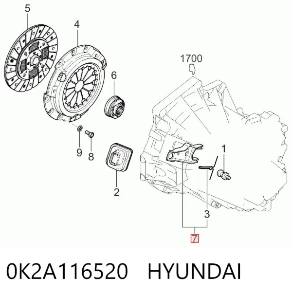 Вилка зчеплення 0K2A116520 Hyundai/Kia