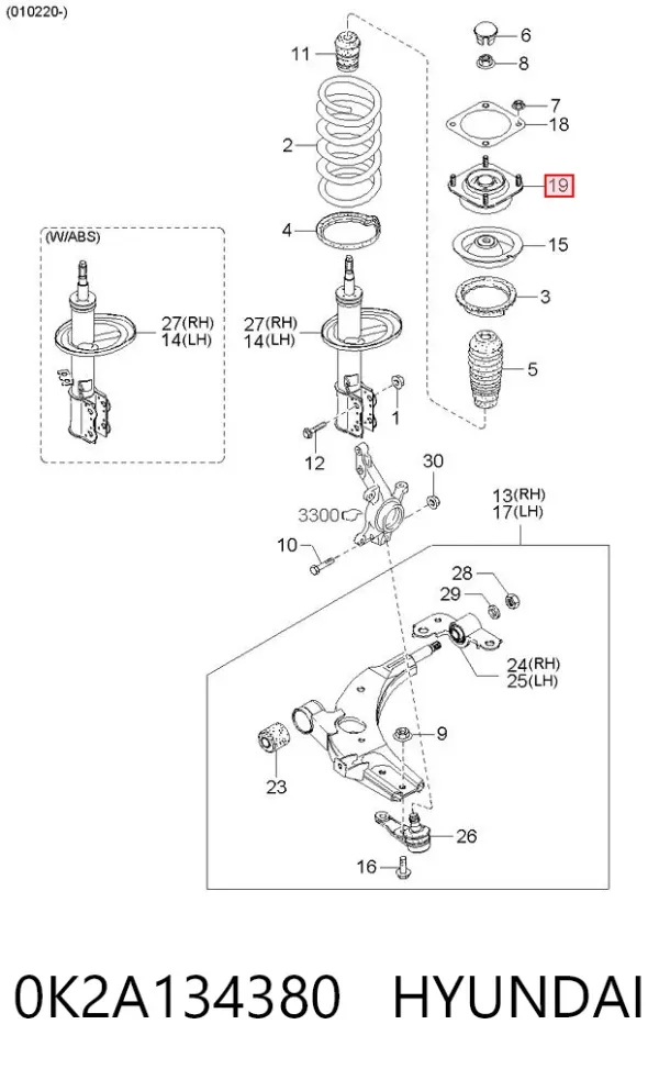 Опора амортизатора переднього 0K2A134380 Hyundai/Kia