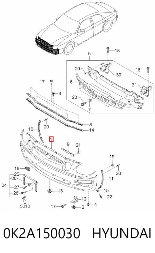 Передній бампер 0K2A150030 Hyundai/Kia