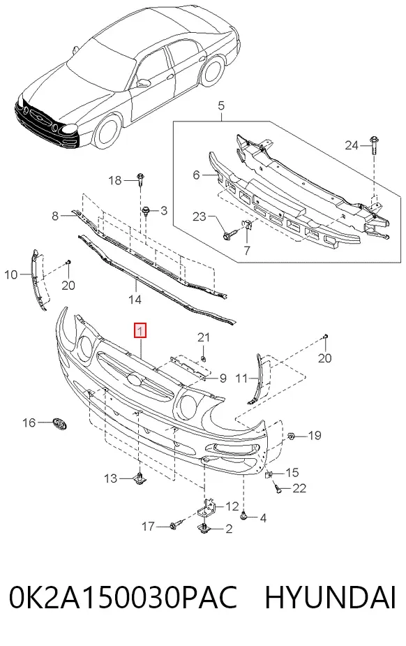 Передній бампер 0K2A150030PAC Hyundai/Kia