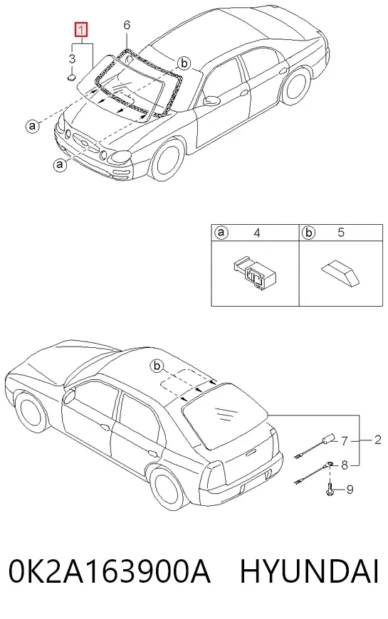 Лобове скло 0K2A163900A Hyundai/Kia