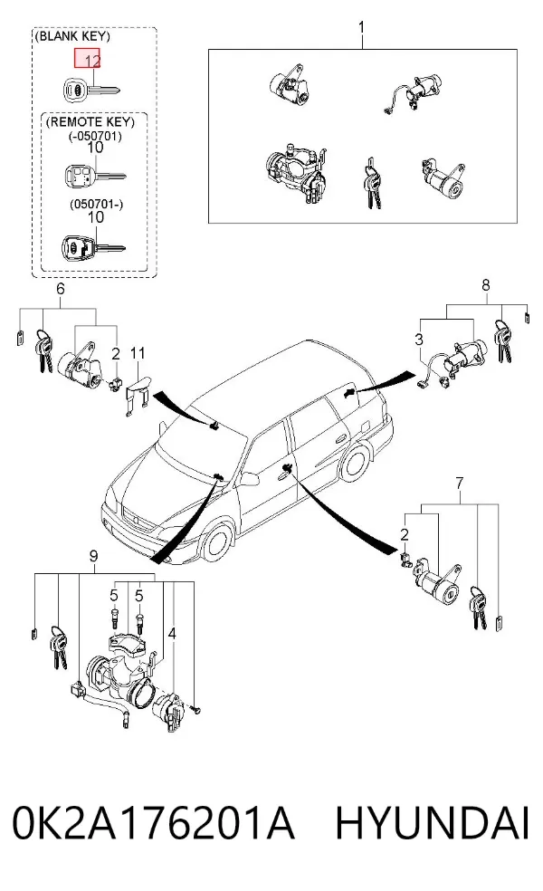  0K2A176201A Hyundai/Kia