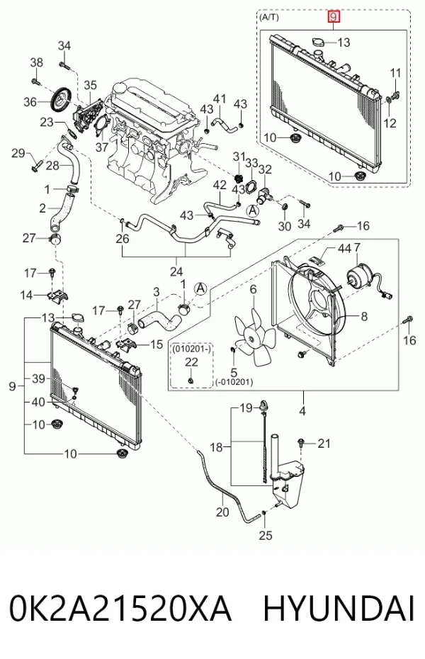 Радіатор 0K2A21520XA Hyundai/Kia
