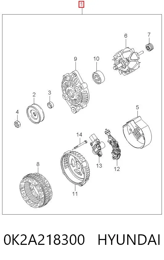 Генератор 0K2A218300 Hyundai/Kia