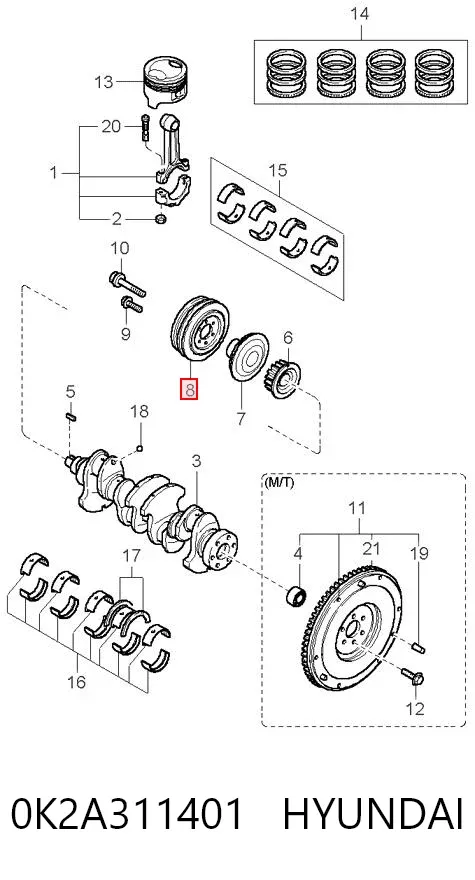 Шків колінвала 0K2A311401 Hyundai/Kia